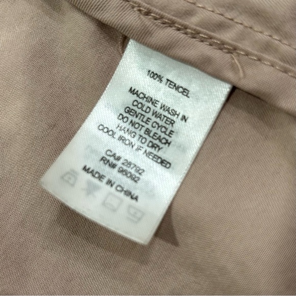 Eliane Rose Open Blazer Jacket Tencel Beige Pink Roll Tab 3/4 Sleeve Size L - Picture 5 of 6